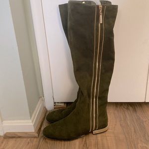 Lady Couture Uptown Olive-colored Velvet and Gold Accented Size 40 Boots